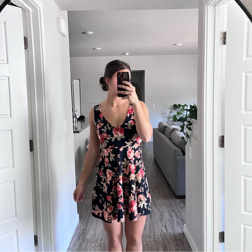 Charlotte Russe Black Floral Mini Dress